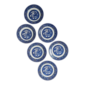 1960s Homer Laughlin Blue Willow Plates- Set of 6