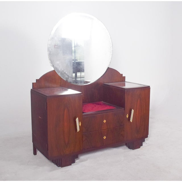 Brown Vintage Art Deco Walnut Dressing Table, 1920s For Sale - Image 8 of 11