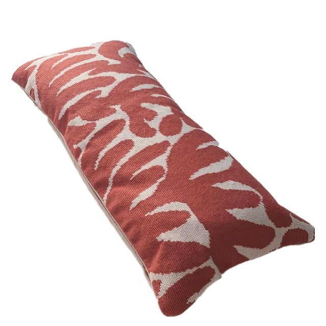 Dransfield & Ross Ny Set (2) Lumbar Pillows Wool / Feather Coral Ivory For Sale - Image 4 of 12