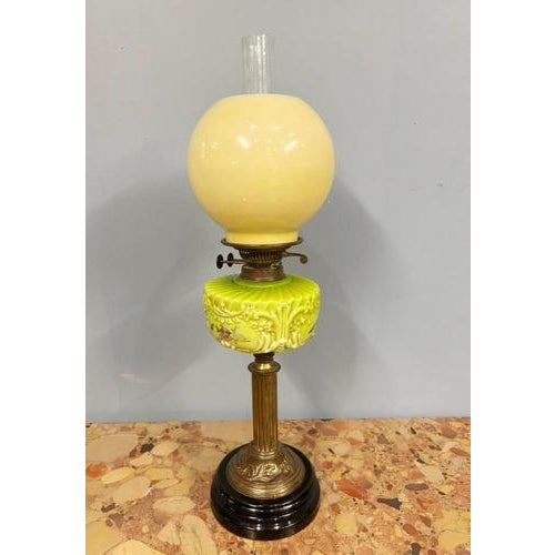 Victorian Oil Lamp Porcelain Gilt Table Light 1880 For Sale - Image 3 of 7