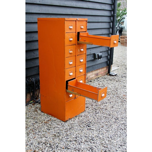 Orange Vintage Industrial Storage Draws, 1960s For Sale - Image 8 of 11