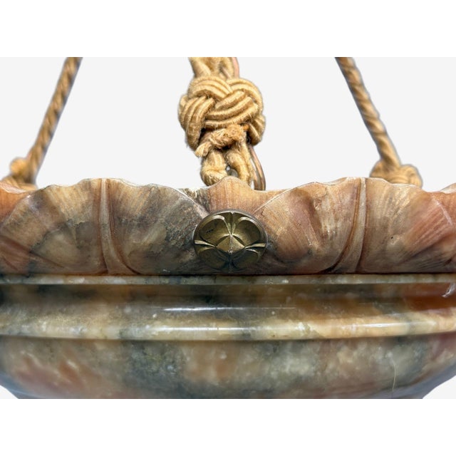 Swedish Art Deco, Pendant Light, Rope, Alabaster, Sweden, 1930s For Sale - Image 11 of 12