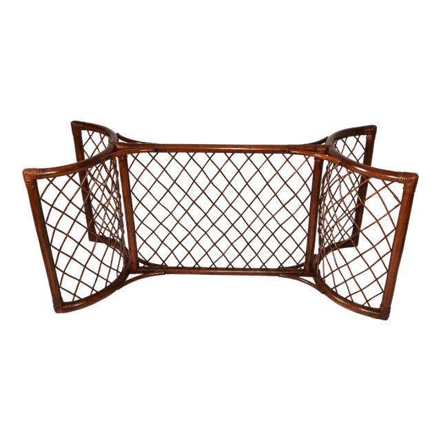 McGuire Style Rectangle Bamboo Wood Reed Mid-Century Modern Dining Table Base For Sale