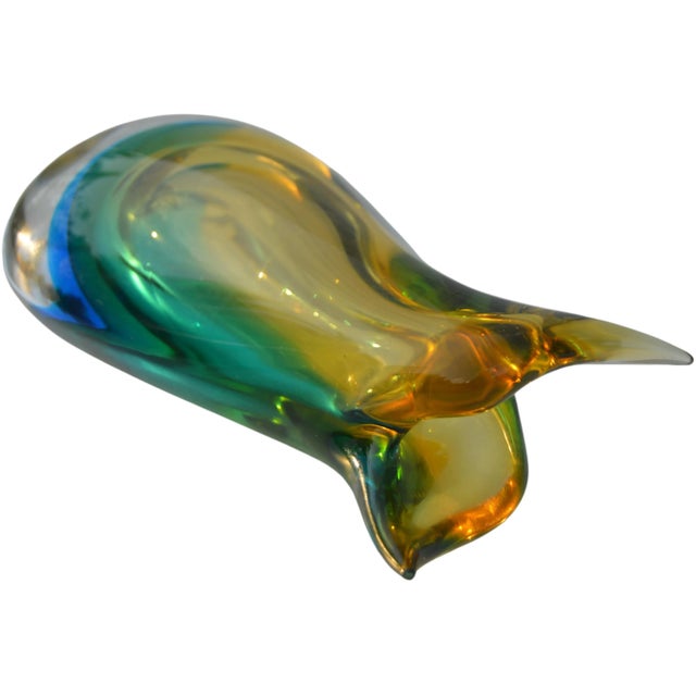 Vintage Mid 20th Century Hand Blown Colorful Glass Vase For Sale - Image 10 of 11