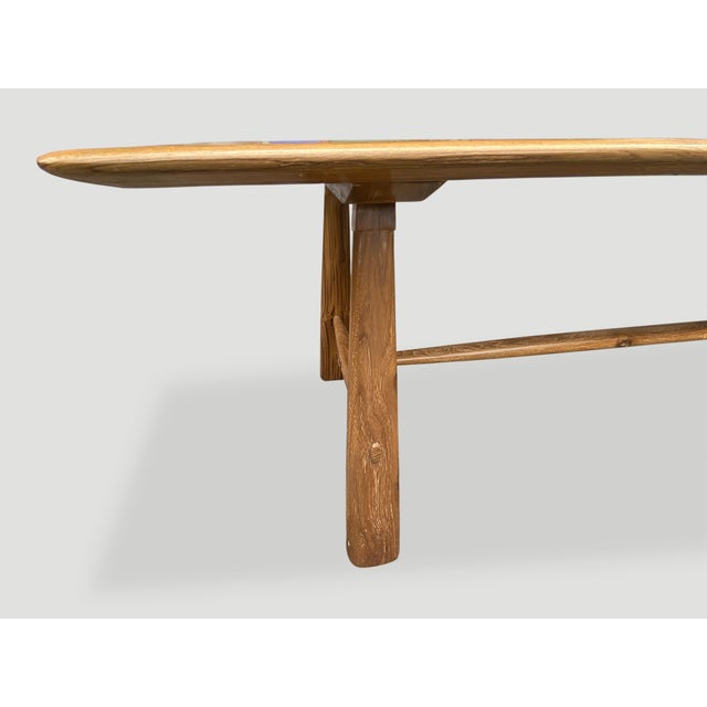 2010s Andrianna Shamaris Midcentury Couture Teak Wood Dining Table For Sale - Image 5 of 18