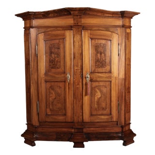 Antique Baroque Cabinet with Walnut Inlay, 1780 For Sale