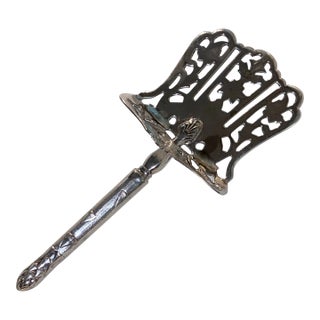 Ornate Antique Silver-Plated Asparagus Server With Pierced Decorative Blade. For Sale