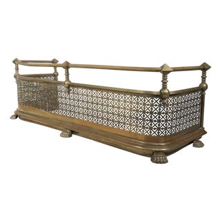 Antique Victorian Brass Fireplace Fender For Sale