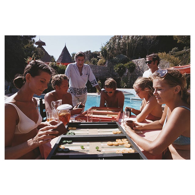 Slim Aarons, Backgammon Players, Estate Stamped C-type Print For Sale