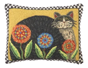 Penny Flower Cat Hook Pillow, 14" x 18"