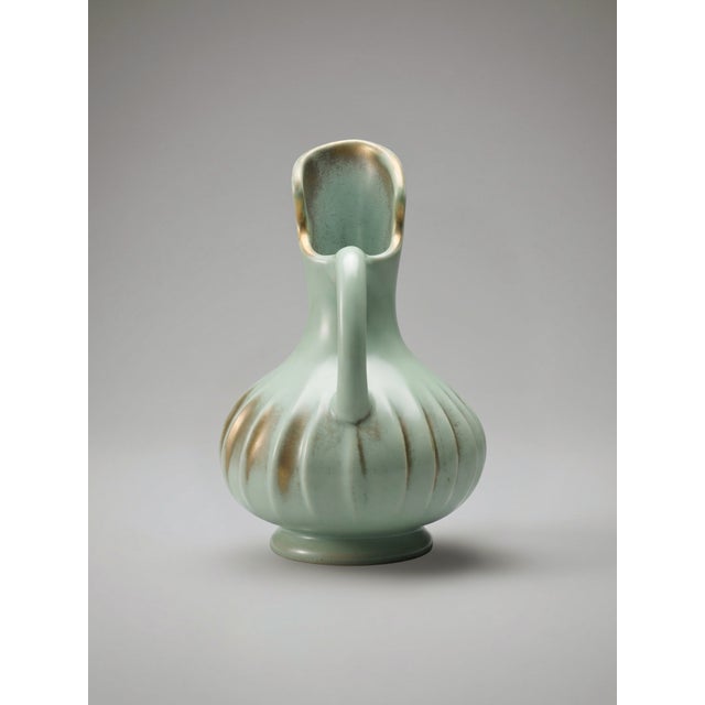 Iridescent Celadon Green Ceramic 9002 Vase by B. Letalle Saint-Clément, 1960s For Sale - Image 3 of 9