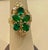 Emerald 4 Ct Natural Emerald, Five Oval Stone and Diamond Ring 14 Karat Yellow Gold For Sale - Image 8 of 18