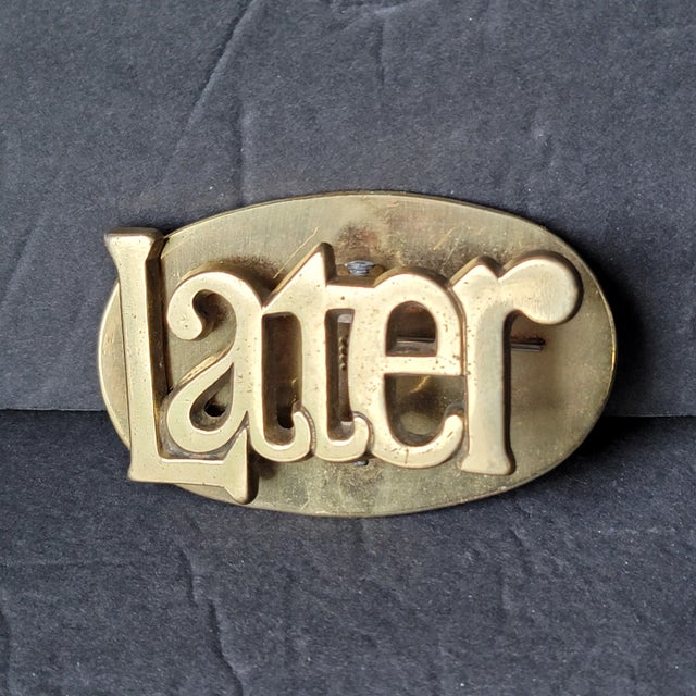 Metal Vintage Mid-Century Brass Later Paperweight Desk Organizer Clip Letter Holder For Sale - Image 7 of 7