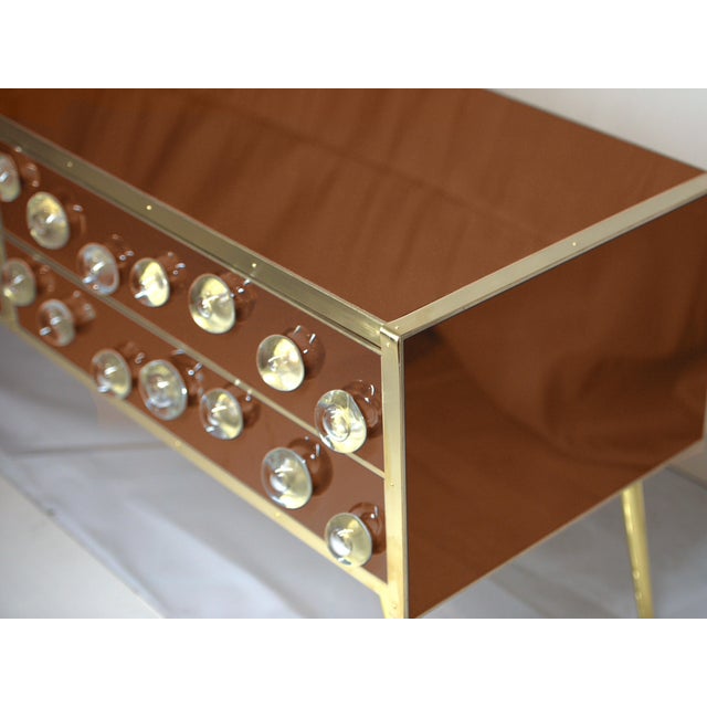 Contemporary Italian Sideboard in Brown Murano Glass and Brass from Justfurnituress SRL, 2020 For Sale - Image 3 of 6