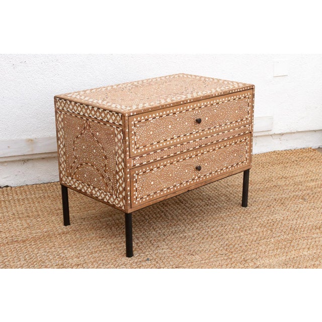 One-of-a-Kind Heritage Inlay Chest of 2 Drawers For Sale - Image 10 of 11
