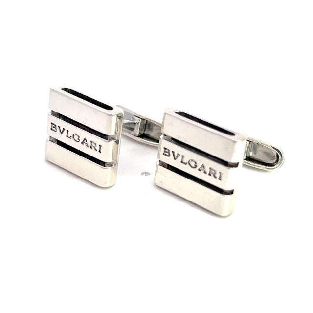 Traditional 1990s Pair of Bvlgari Bulgari Estate Cufflinks Sterling Silver For Sale - Image 3 of 7