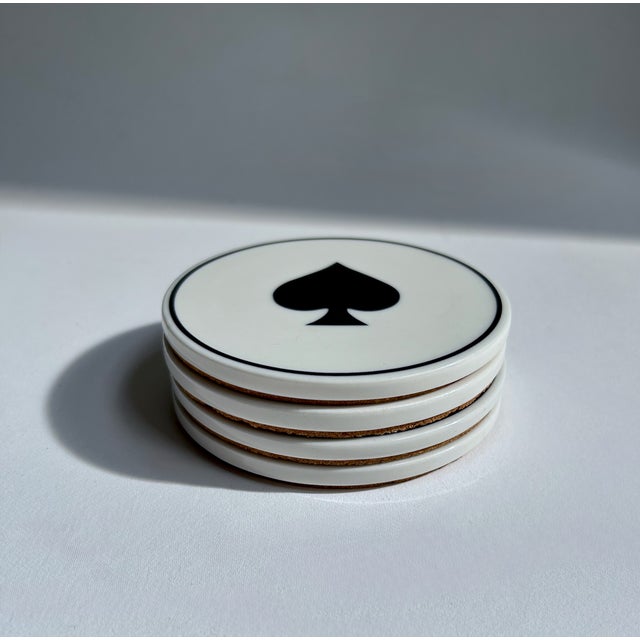 Vintage Modern "Ace" Ceramic Coasters, Set of 4 For Sale - Image 12 of 17