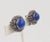 Napier Vintage 1950s Signed Napier Silvertone Faux-Lapis Cabochon Rhinestone Clip Earrings - 2 Pieces For Sale - Image 4 of 7