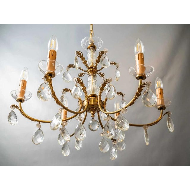 Brass Chandelier with Crystal Trimmings For Sale - Image 13 of 18