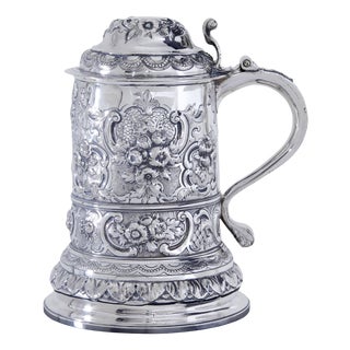 George I Silver Rococo Silver Lidded Tankard by John Penfold, 1723 For Sale