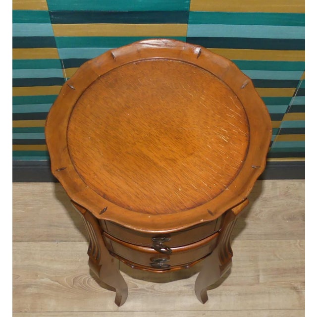 Vintage Round Side Table with Drawers, 1960s For Sale - Image 11 of 13