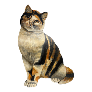 1990s Original Art Painted Wood Tabby Cat