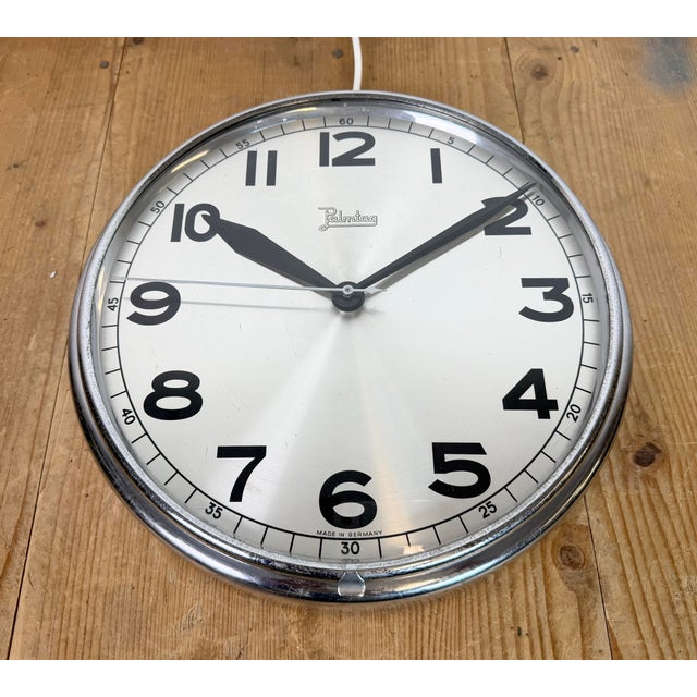 Gray Vintage German Electric Wall Clock from Palmtag, 1960s For Sale - Image 8 of 18