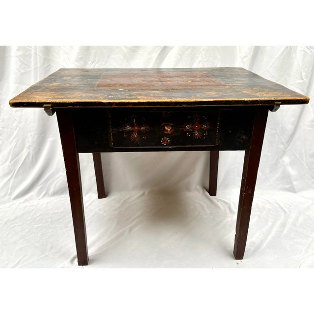 Mid 1800s Hand Painted Folk Art Table For Sale - Image 4 of 12