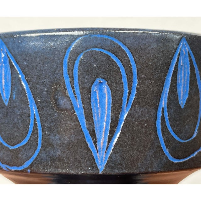 Mid-Century Modern Mid-Century Modern Germany Blue Ceramic Candle Holder from Gebr. H.u.G. Claussen, 1960s For Sale - Image 3 of 13