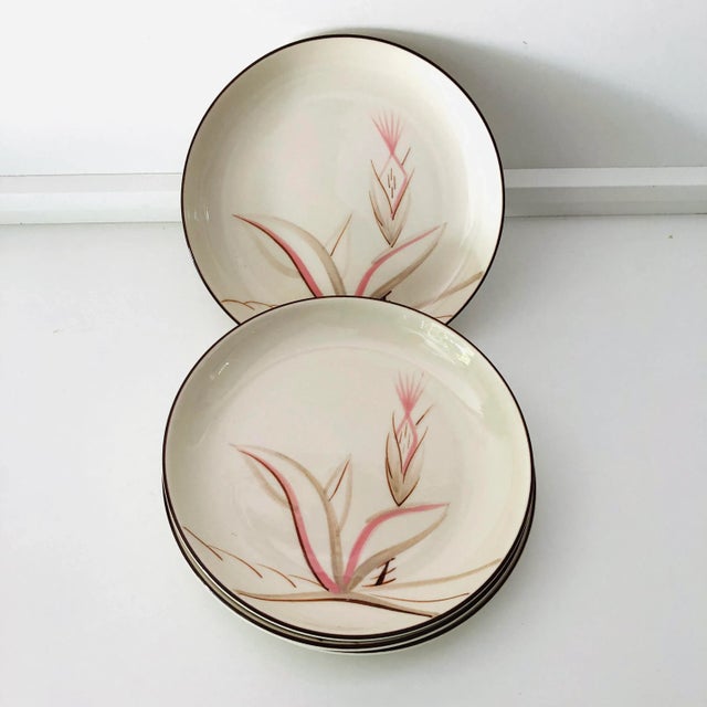 Vintage MCM Winfield California Hand Crafted China "Dragon Flower" Salad Plates S/4 For Sale - Image 4 of 7