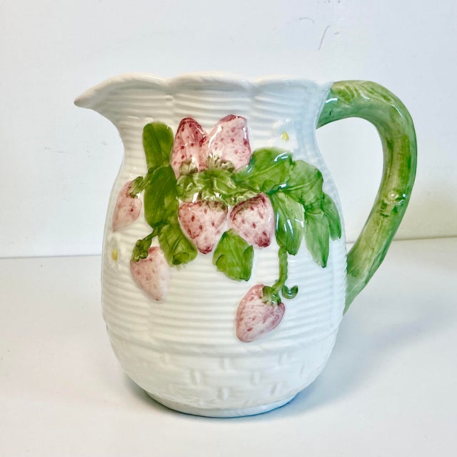 Hollywood Regency 1980s Vintage Italian Hollywood Regency Arts & Crafts Strawberry Pitcher For Sale - Image 3 of 13