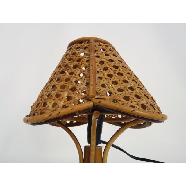 Vintage Table Lamp with Caning in Bamboo and Rattan, 1950s For Sale - Image 6 of 10
