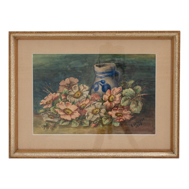 1943 Belgian Wall Art With Wooden Frame For Sale