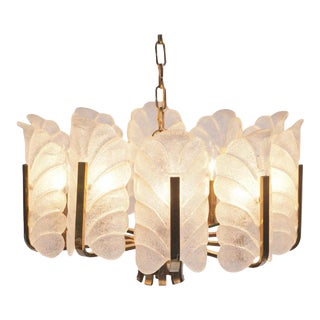 Barovier and Toso Murano Glass 10 Light Acanthus Leaf Chandelier For Sale