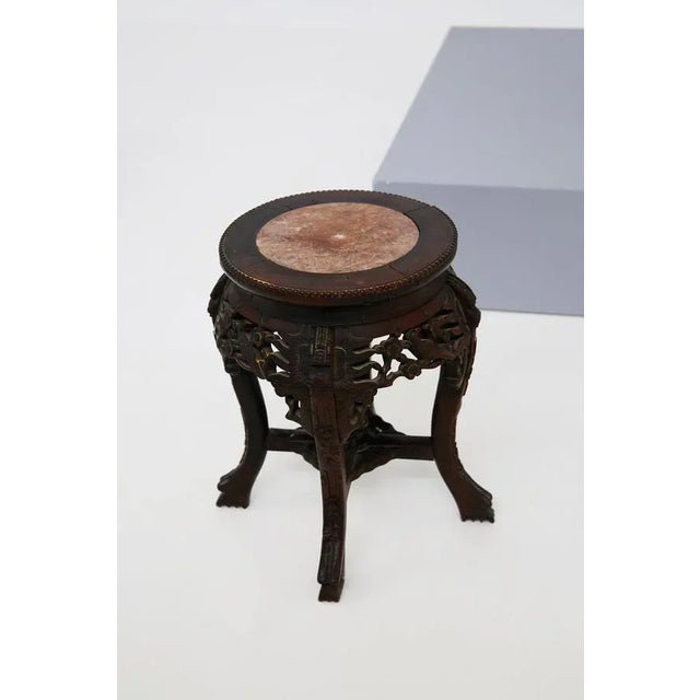 Gold Chinese Vase Holders in Ebonized Wood with Marble Top, Set of 3 For Sale - Image 8 of 10