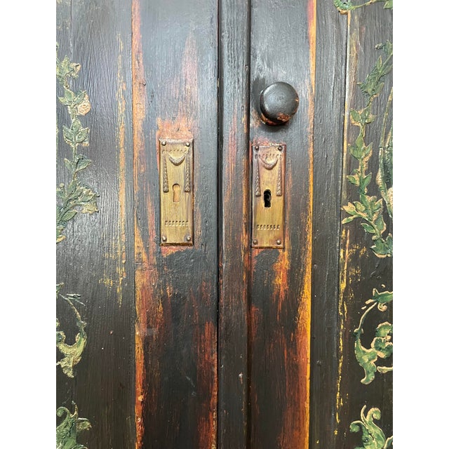 Black Vintage Painted Pine Wardrobe with Boiserie Panels, 1990s For Sale - Image 8 of 11