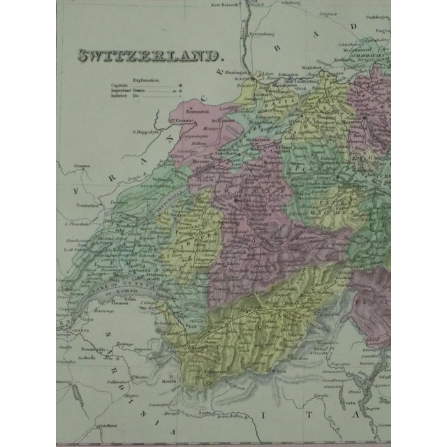 Map of Switzerland by Cowperthwait, 1850 For Sale - Image 4 of 4