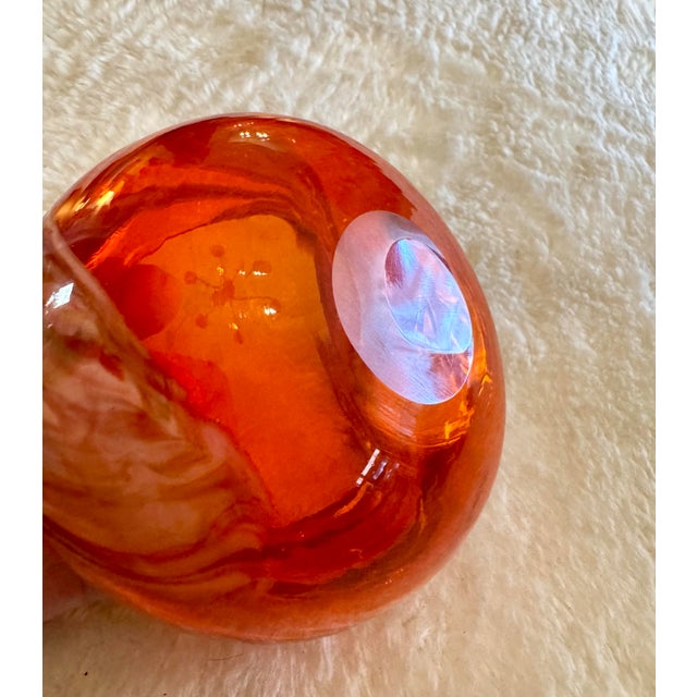 1970s Orange Art Glass Ashtray Hurricane Eye Design Bowl Swirling Ground Pontil MCM For Sale - Image 5 of 8