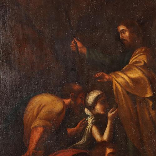French School, Moses Brings Water from the Rock, Late 17th Century, Oil on Canvas For Sale - Image 4 of 11
