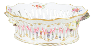 Large Reticulated Oval Saxon Flower Bowl in Porcelain from Royal Copenhagen, 1900s