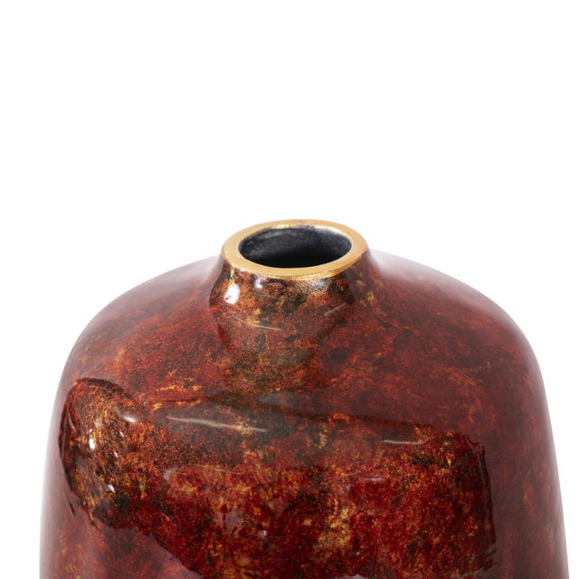 Contemporary Sharma Crimson Gold Slanted Vase- Medium For Sale - Image 3 of 10