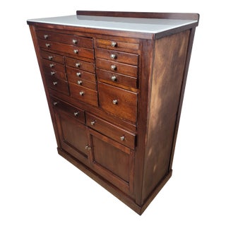 English Dentist Collector Chest of 17 Drawers with Marble Top, 1920 For Sale