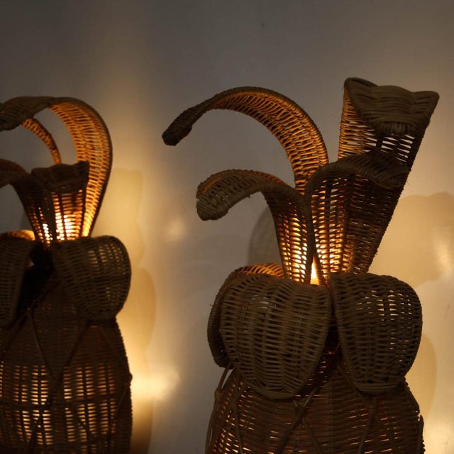 Pineapple Wicker Sconces, Set of 2 For Sale - Image 11 of 16