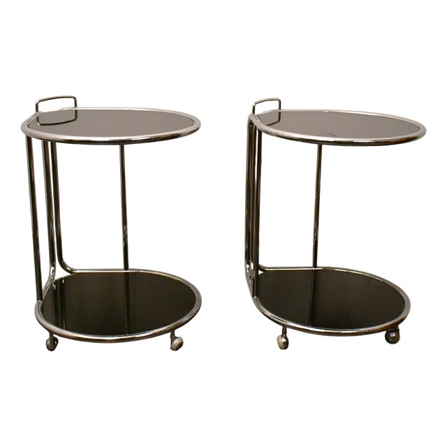 Vintage Swedish Chrome Steel and Glass Bedside Tables from Dux, 1990s, Set of 2 For Sale