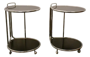 Vintage Swedish Chrome Steel and Glass Bedside Tables from Dux, 1990s, Set of 2