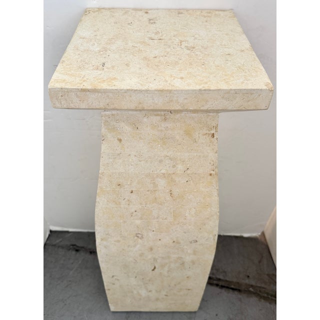 Contemporary Postmodern Travertine Pedestal From 80's For Sale - Image 3 of 9