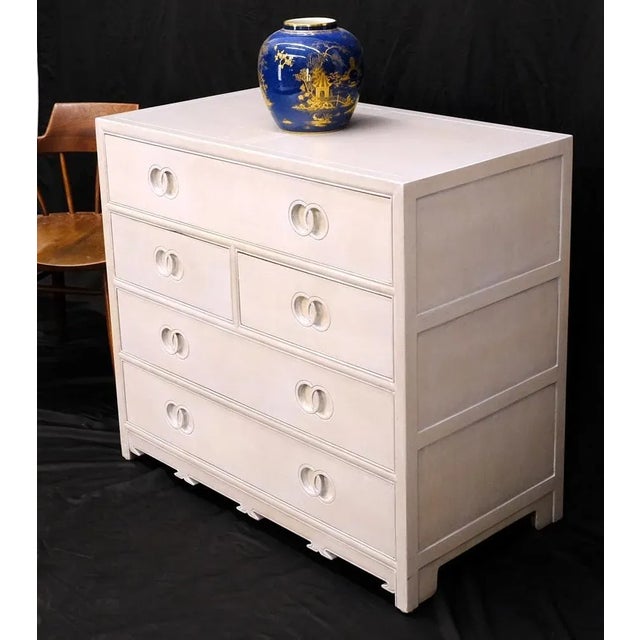 Mid 20th Century Pair of Bleached 5 Drawers Bachelor Chests by Baker For Sale - Image 5 of 13