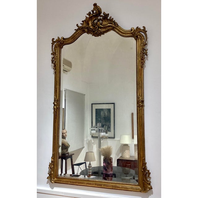 Antique French Gilded Wood Mirror, 1800s For Sale - Image 15 of 15