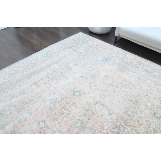 Textile 1970s Vintage Persian Handmade Wool Cotton Light Brown Area Rug For Sale - Image 7 of 11