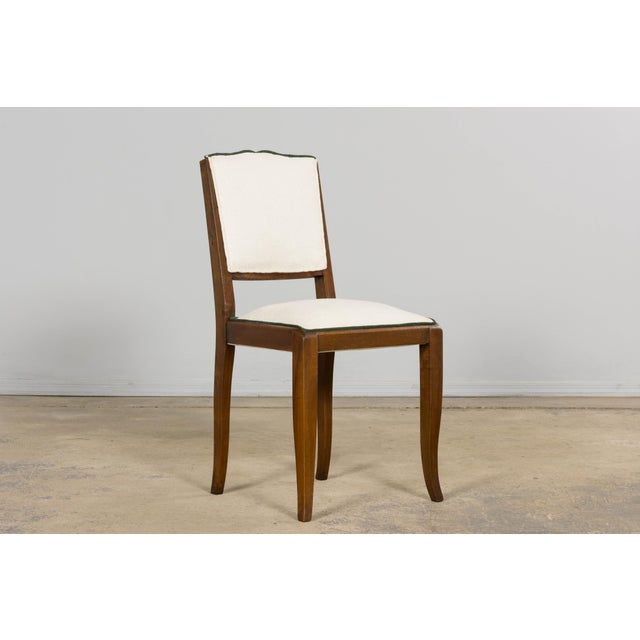 Set of Six 1930s French Art Deco Mustache Back Walnut Dining Chairs For Sale - Image 10 of 18